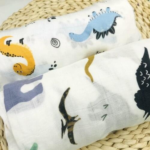 Dinosaur 100% bamboo fiber muslin baby blanket swaddle babies wrap for newborn blanket bath gauze infant soft milestone nest