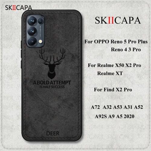 Deer Cloth Shockproof Phone Case For OPPO Reno 5 Pro Plus Realme XT X50 Pro Find X2 Pro A72 A32 A53 A9 2020 Soft Silicone Cover