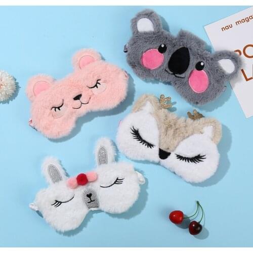 Plush Sleep Mask Cute Koala Rabbit Sort Blindfold Eye Band Aid Cover Night Dream Mask Cotton Bandage Women Men For Sleeing Relax
