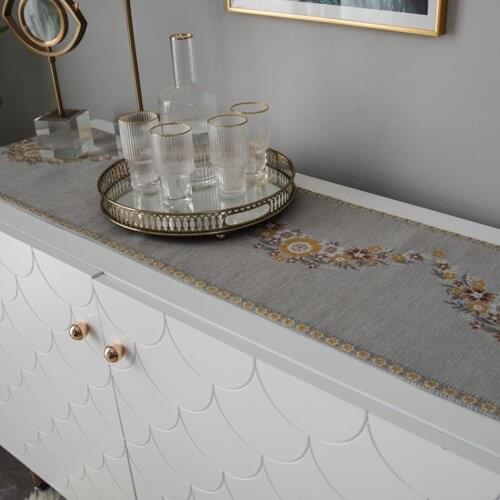 Rectangular Chenille Tassel European Jacquard Tablecloth Strip TV Cabinet Coffee Table Cover Towel Party Wedding Table Runner