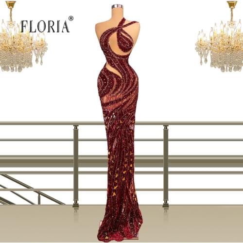 Luxury Prom Dresses Burgundy Red Evening Gown Formal Dress Women Elegant Aso Ebi Dresses Dance Outfit
