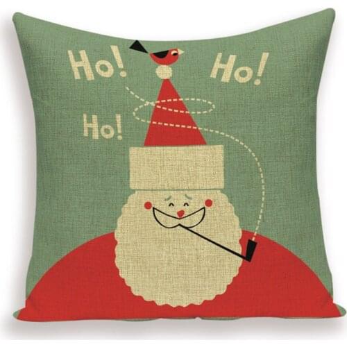 Merry Christmas Decor Cushion Cover Cartoon Santa Claus Linen Throw Pillow Case Happy Christmas Decoration PillowCases Kissen