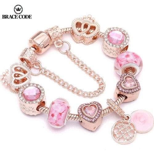 BRACE CODE Dropshipping Charm Bracelets Fits Summer Love Heart Charm Beads European Pulseras Brand Bracelets For Women Gift