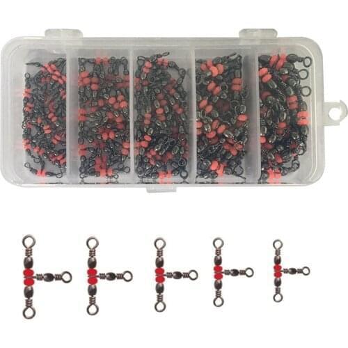 USA 125Pcs 3 Way Brass Fishing Rolling Barrel Swivel Bearing Connector Solid Ring New