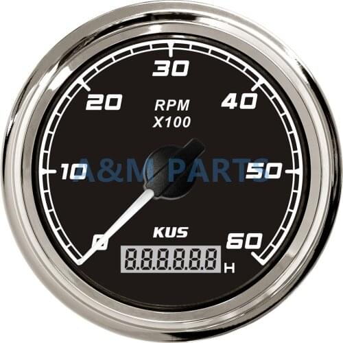 KUS Marine Tachometer Boat Tacho Gauge Car Truck RV Motor Tacho Meter Digital Engine Hourmeter 0-6000 RPM
