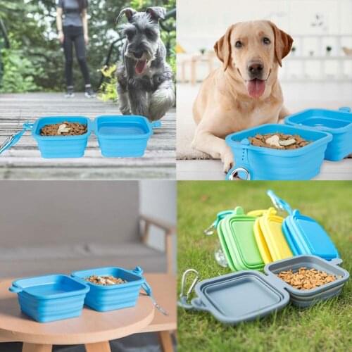 Outdoor Pet Feeder Portable Pet Product Travel Collapsible Silicone Pets Bowl Food Water Feeding Foldable Bowl Dish For Dogs Cat