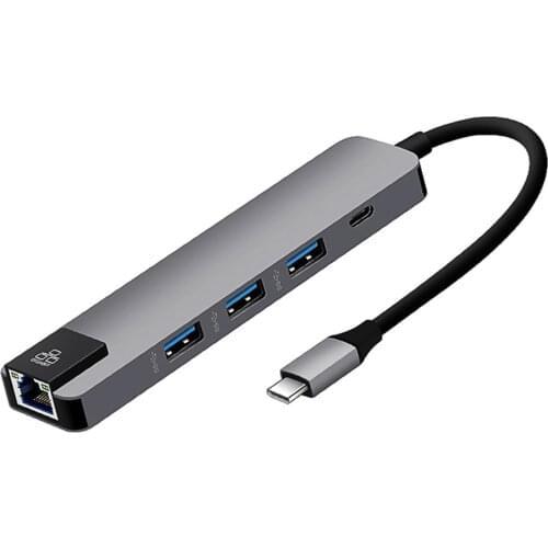 Ethernet Rj45 Lan For Ipad Macbook Pro Usb Type C Hub Heat-5in1 Gigabit Adaptor Ultra-thin Portable Micro Usb-hub Expander