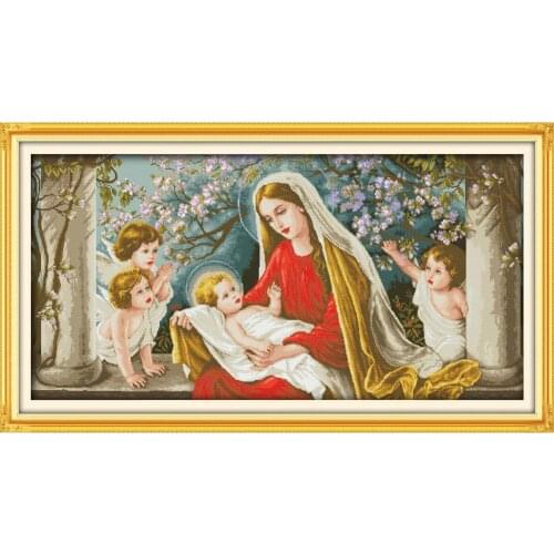 Everlasting Love Madonna-and-child Chinese Cross Stitch Kits Ecological Cotton Printed 14CT 11CT DIY Wedding Decoration For Home