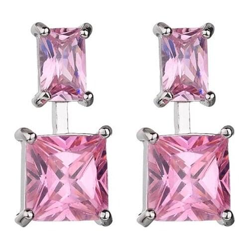 New Earrings 925 Silver Jewelry Geometric Shape Zircon Gemstone Drop Earrings Accessories for Women Wedding Party Gift Wholesale