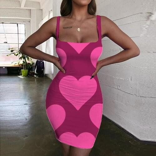 KYKU Love Dress Women Couples 3d Print Red Halter Sleeveless Romantic Ladies Dresses Womens Clothing Party Vintage Beach Fashion