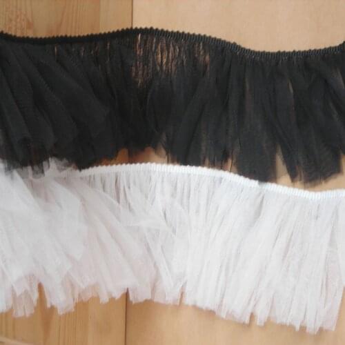 1meter/lot fine mesh lace tassel Black White DIY lace materials Clothing Lace trim necklace 10cm wide SC347