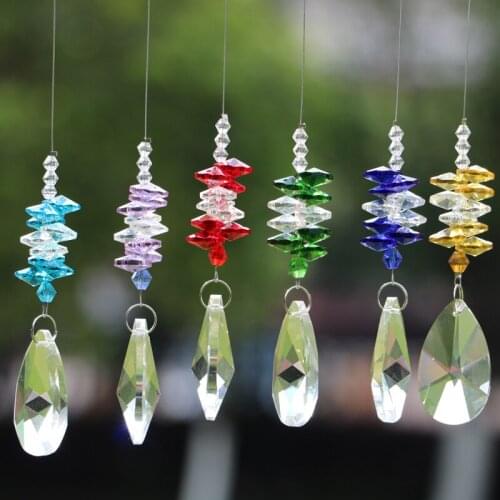 1PCS Hanging Glass Crystal Suncatcher Pear Pendant Rainbow Maker Window Sun Catcher Gift 38mm 50mm