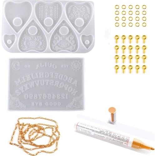 2Pcs Ouija- Board Planchette Resin Molds Gothic Ouija- Board Game Keychain Pendant Epoxy Silicone Molds Jewelry Making