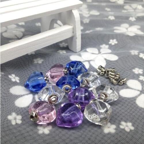 20pcs/lot polyhedron heart Crystal vial pendant screw cap Mini Perfume oil bottle diy necklace charms name on rice art jewelry