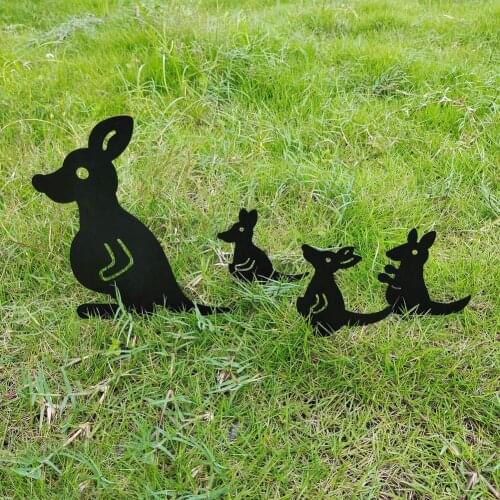 4pcs Kangaroo Family Stakes Gardening Kangaroo Insert Ornaments Iron Yard Art Outdoor Garden Backyard Lawn Decor