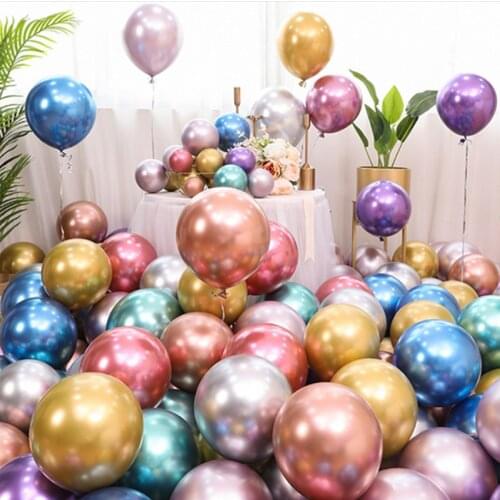 50pcs10inch Chrome Metallic Latex Balloons Gold Silver Round Metal Balloons Birthday Party Inflate Globos Wedding Decor Supplies