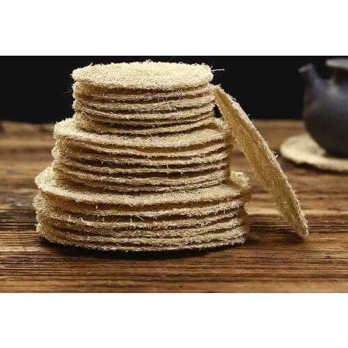 6 Packs Organic Loofah Sponge Cup Teapot Mat Durable 100% Natural Kitchen Coaster Retro Eco-friendly Teaware Accessory