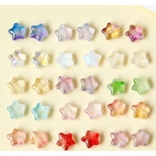 Czech colored glaze five-pointed star glass beads DIY hand-made earrings accessories handmade beaded necklace materials