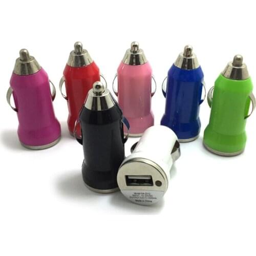 3pcs USB mini Bullet-shape Car charger random color Universal 5V 1 Port Adapter For Smart Mobile Phone Auto Power Parts