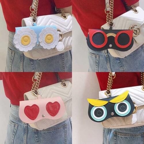 Ins Women PU Leather Cute Cartoon Eye Glasses Case Glasses Storage Protection Sunglass Case Box Portable Eyewear Pouch