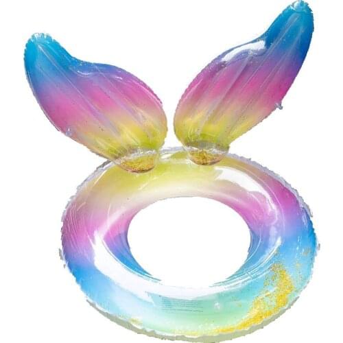 Ew rainbow sequined mermaid swim ring Adult Crown Waterloop Inflatable water swimming ring