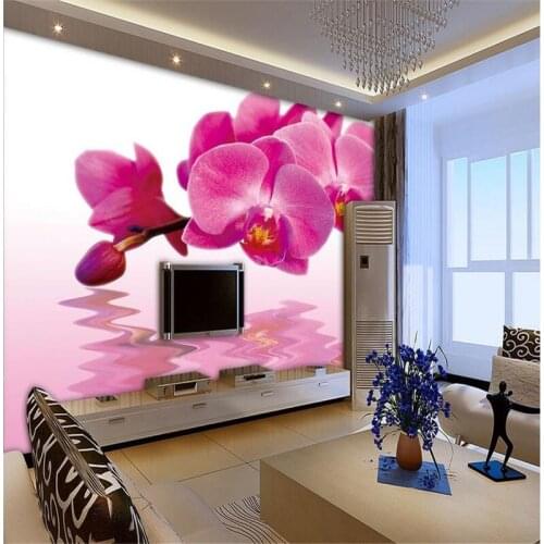 Beibehang Custom 3d photo wallpaper murals wallpaper Butterfly orchid water flower paintings wall paper 3d wallpaper living room