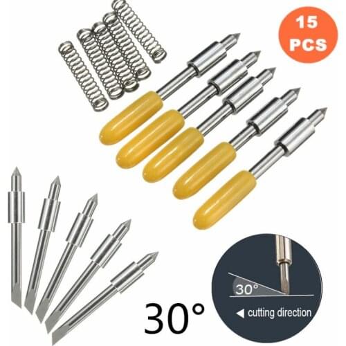 KZTech 15pcs CB15 Silhouette Cameo Cutting Blades Carving Machine Plotter Blade for Graphtec 30 Degree CB15U Vinyl Cutter