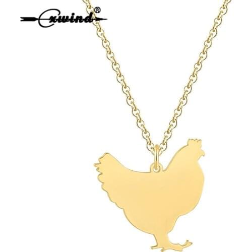 Cxwind Fashion Animal Necklace Cute Chicken Necklaces & Pendants Delicate Stainless Steel Bird Choker Necklace for Women Girl