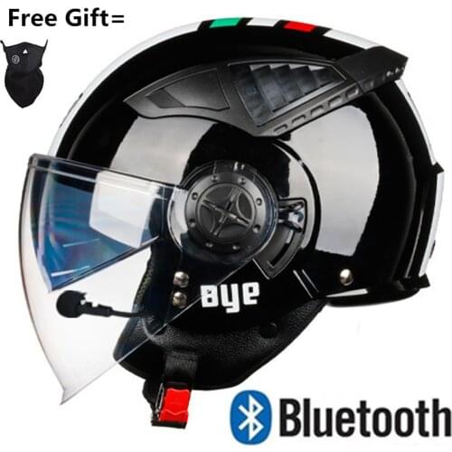 CE Bluetooth Motorcycle Helmet Open Face Scooter Helmet Motorcycle with Bluetooth Headset Electric Bike Helmet DOT 56-60cm