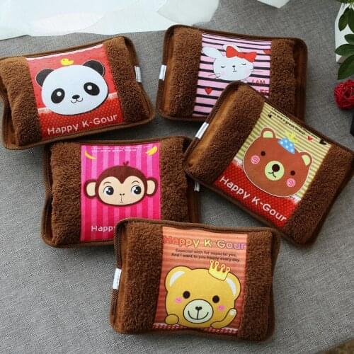 Soft Cartoon Printing Double Plug Rechargeable Warm Water Bag Fashion Hand Warmer Hot Water Bottle Explosion-proof Injection