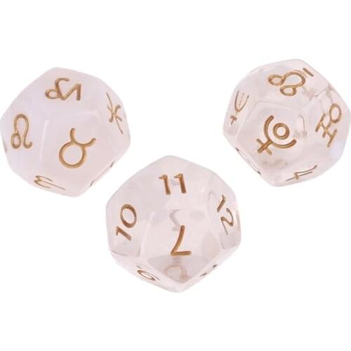 3pcs/set 12-Sided Two-color Bleached Astrological Dices Table Board Role Playing Game for Divination