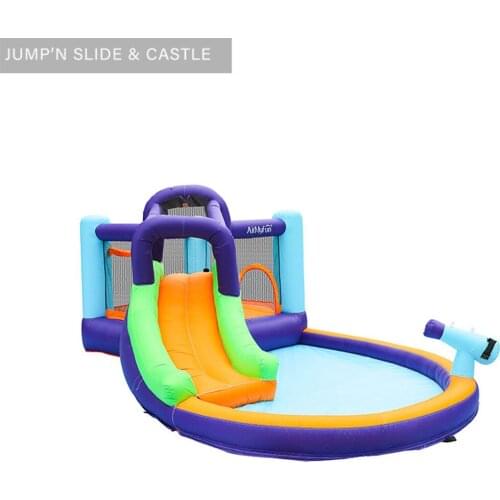 Inflatable Jumping Bouncy Castle Slide N Splash Water Park Family Play House Gun for Kids Indoor Trampoline with Big Pool