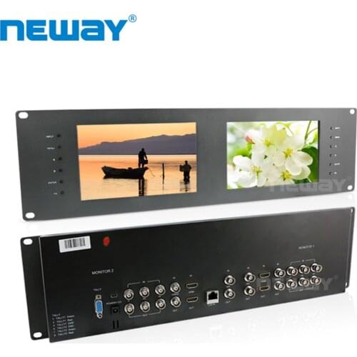 Neway RM70S 3G-SDI 7 Inch Dual Rack Mount Colour Broadcast Monitors 7" HDMI 3G SDI AV Ypbpr Rackmount