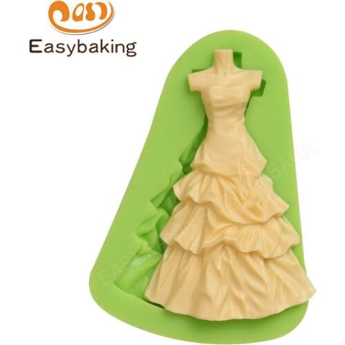 New Arrival Beautiful Wedding Dress Silicone Mold Fondant Cake Decoration Baking Mold