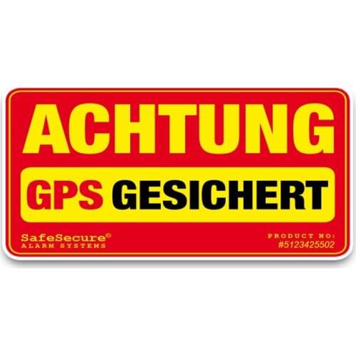 New Warning Achtung GPS Gesichert Car Sticker Vinyl Sunscreen Car Window Car Decals Waterproof PVC Apply To Car Window window