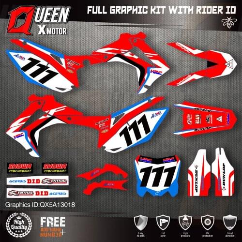 QUEEN X MOTOR Custom Team Graphics Backgrounds Decals Stickers Kit For HONDA 2014-2017 CRF250R 2013-2016 CRF450R 018