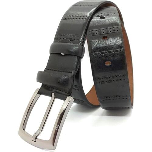 Genuine Soft Leather Handmade Black Man Belt High Quality Calfskin For Pants Metal Buckle For Casual Gift For Valentines Day