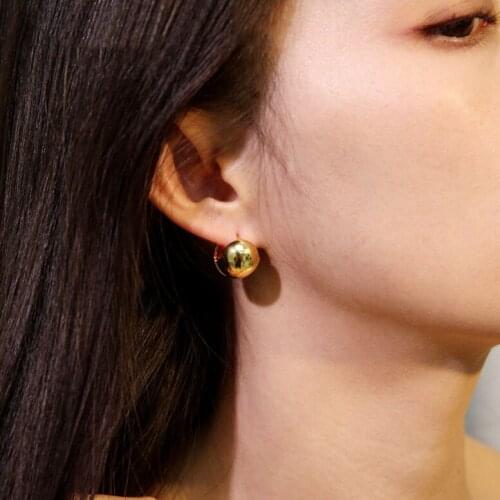 Luxury Brand Design Round Ball Earrings For Women Elegant Charms Metal Gold Silver Color Ear Jewelries Ladies Party Jewellery