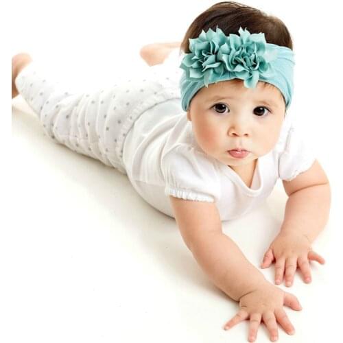 Chiffon Flower with Nylon Headband Newborn Hair Flowers Infant Toddlers Soft Nylon Headwraps Girls Bebes Chiffon Flowers Turban