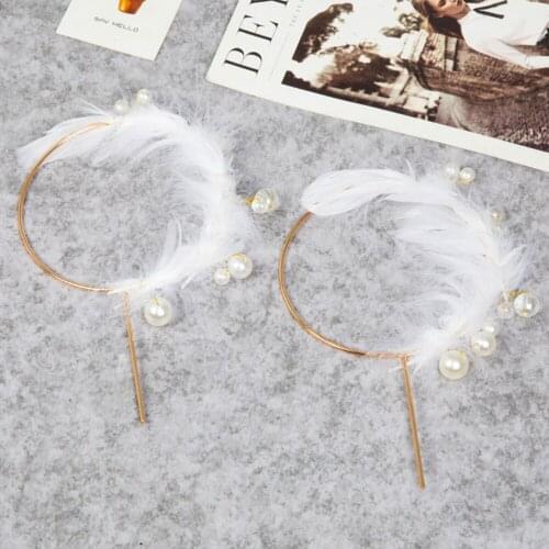 Feather Wing Cake Decoration Circle Pearl Cupcake Topper Pick for Wedding Birthday Party