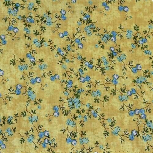 High quality slubby foam flax cotton tissu Blue Floral Print fabric Handmade dress cheongsam shirt dress robe material