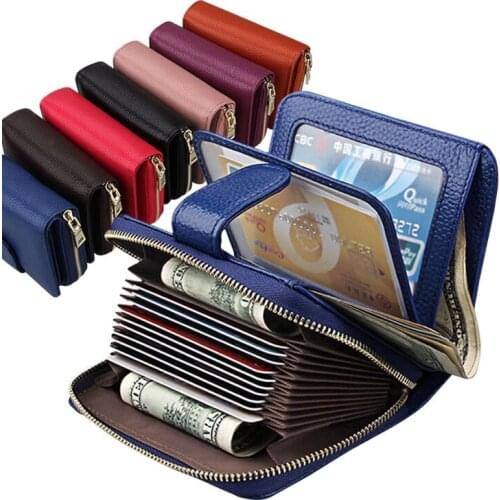 Women Wallets Metal Zipper Small Wallet Short Credit Card Holder Genuine Leather Coin Purse Cowhide Luxury Purses Female