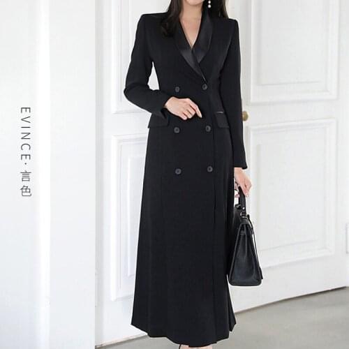 Sagging black suit coat womens Korean version slim fit waist British style spring and autumn long suit