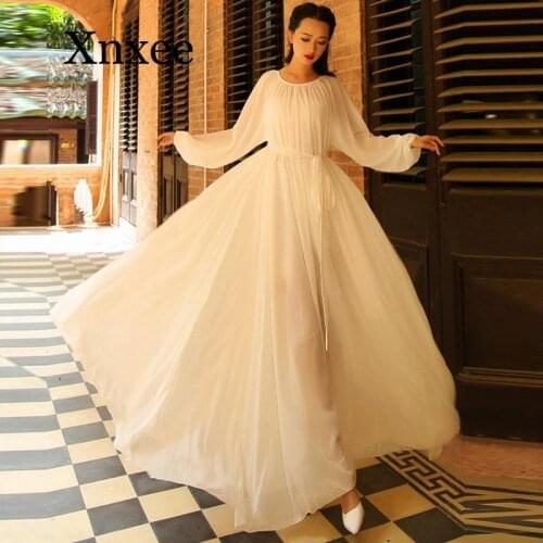 2020 Long Lantern Sleeve O Neck Maxi Floor Length Red Dresses Women Bohe Big Hem Maxi Dresses Lady Plus Size Loose Maxi Dresses