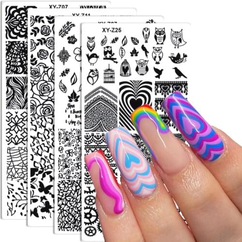 1pcs Nail Stamping Plate Heart Image Lace Flower Printing Templates Mixed Nail Designs Mold Stencils Manicure Tools XYZ01-32
