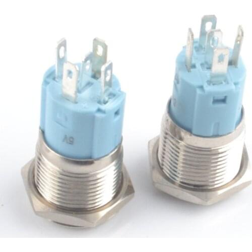 1Pcs Waterproof Metal Push Button Switch With LED light 5V 12V 220V RED BLUE GREEN YELLOW White Self-locking