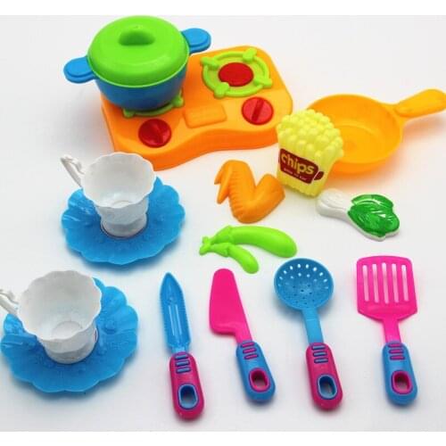 18 pcs/set House Furniture Kitchen Simulation Food Tableware Kitchenware Girl Afternoon Tea Cooking Toy Set