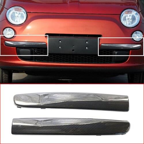 2PCS Carbon Fiber Car Front Bumper Under Trim for FIAT 500 2007-2015 Moulding Styling Exterior 735455056 735455057