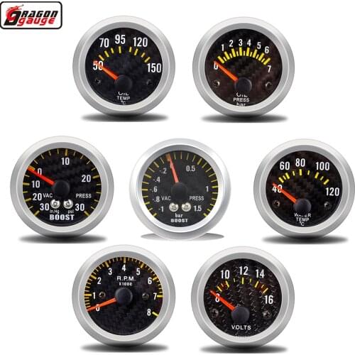 52mm Auto Car Modification Pointer RPM Boost Turbin Water Temp Oil Temperature Meter Pressure Voltage Gauge Instrument