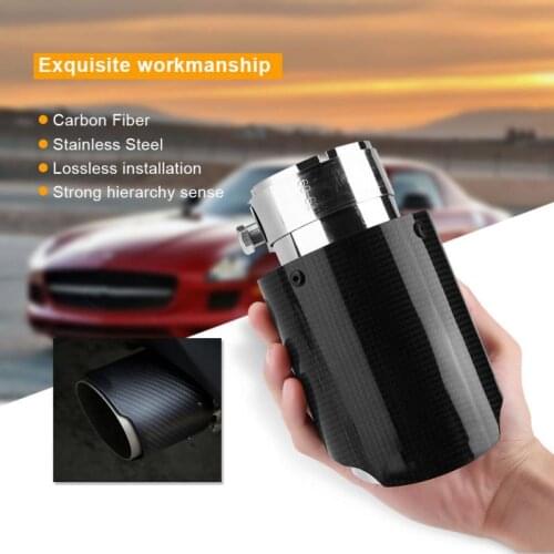 Carbon Fiber Car Exhaust Pipe Muffler End Tip Tailpipe for Auto SUV 63mm 89mm Glossy